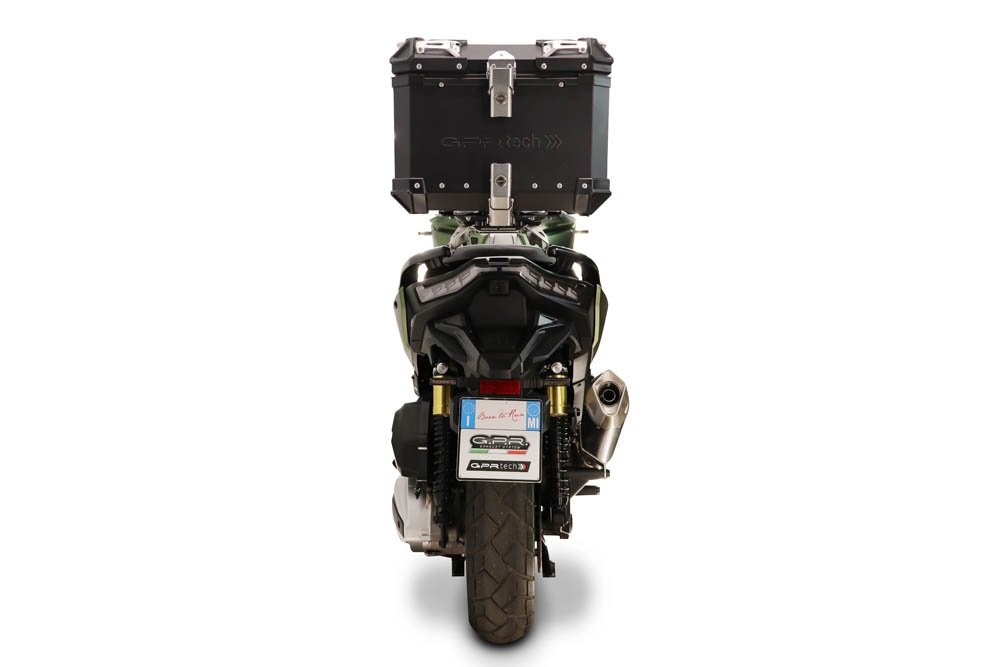 Top case GPR TECH compatible with  Voge SR 450 X 2026/2027 e5 plus GPR TECH Top case in aluminum, black color including, roof rack and specific plate Capacity 26 LT.