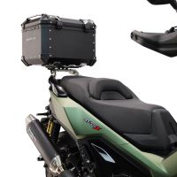 Top case GPR TECH compatible with  Voge SR 450 X 2026/2027 e5 plus GPR TECH Top case in aluminum, black color including, roof rack and specific plate Capacity 35 LT.