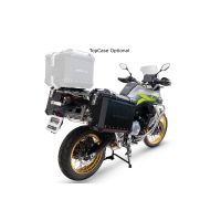 GPR TECH compatible with  Voge 900DSX 2024/2025 e5 GPR TECH Pair of side cases aluminum made with contoured right side, black color with specific pannier black holder Capacity 38 LT. + 32 LT.