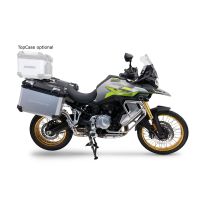 GPR TECH compatible with  Voge 900DSX 2024/2025 e5 GPR TECH Pair of side cases aluminum made with contoured right side, silver color with specific pannier black holder Capacity 38 LT. + 32 LT.
