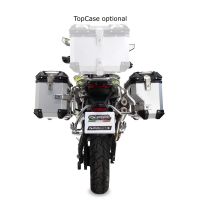 GPR TECH compatible with  Voge 900DSX 2024/2025 e5 GPR TECH Pair of side cases aluminum made with contoured right side, silver color with specific pannier silver holder Capacity 38 LT. + 32 LT.