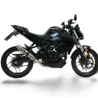 GPR exhaust compatible with Voge Brivido R125 2025-2026, Deeptone Inox, full system exhaust legal for UK and non-EU countries including removable db killer 