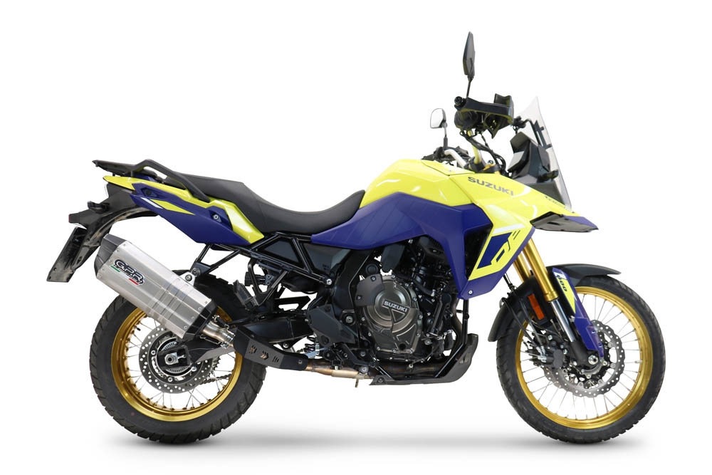 Exhaust compatible with Suzuki V-STROM 800DE - 800SE 2023-2025, Hyper Sonic Titanium, Slip-on exhaust including removable db killer and link pipe, EPA-compliant 