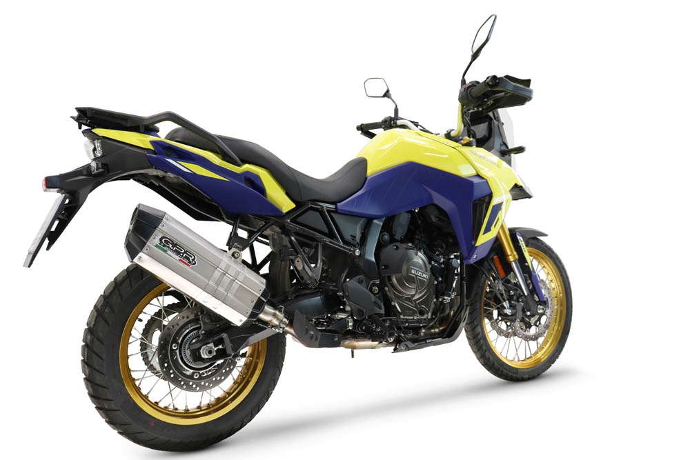 Exhaust compatible with Suzuki V-STROM 800DE - 800SE 2023-2025, Hyper Sonic Titanium, Slip-on exhaust including removable db killer and link pipe, EPA-compliant 