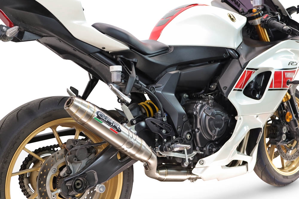 GPR exhaust compatible with Yamaha YZF R7 2021-2024, Deeptone Inox, Homologated legal full system exhaust, including removable db killer and catalyst 