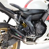 GPR exhaust compatible with Yamaha YZF R7 2021-2024, GP-Revo Black Titanium, full system exhaust legal for UK and non-EU countries including removable db killer 