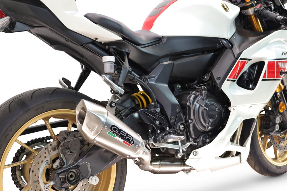 GPR exhaust compatible with Yamaha YZF R7 2021-2024, GP-Revo Titanium, Homologated legal full system exhaust, including removable db killer and catalyst 
