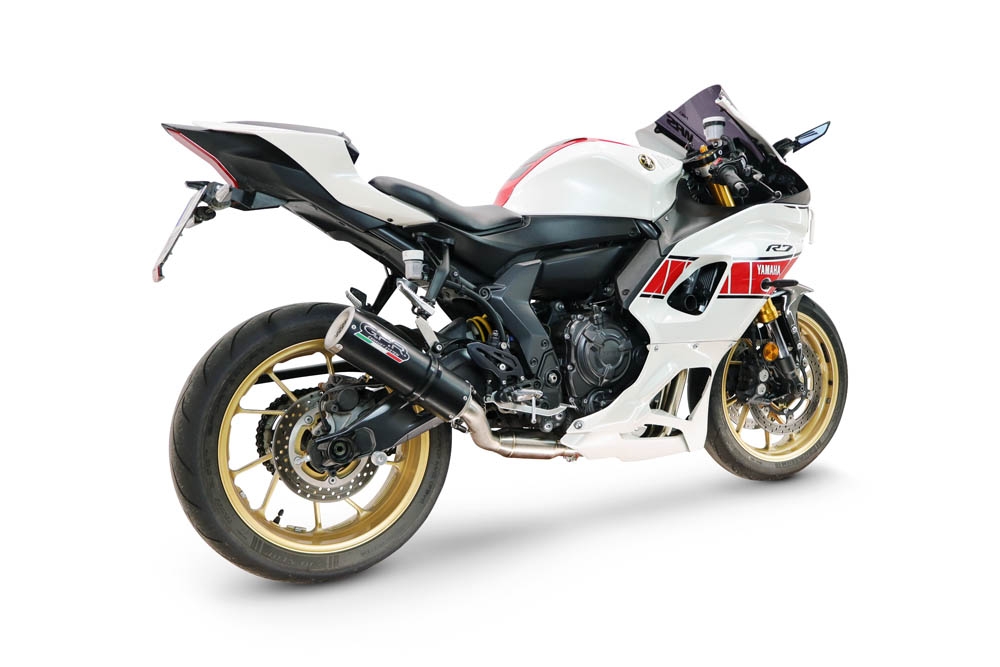 GPR exhaust compatible with Yamaha YZF R7 2021-2024, M3 Black Titanium, full system exhaust legal for UK and non-EU countries including removable db killer 