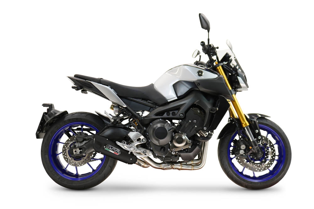GPR exhaust compatible with Yamaha Mt-09 2017-2020, GP-Revo Black Titanium, Homologated silencer for noise including full line,db killer and catalyst compliant for inspection 