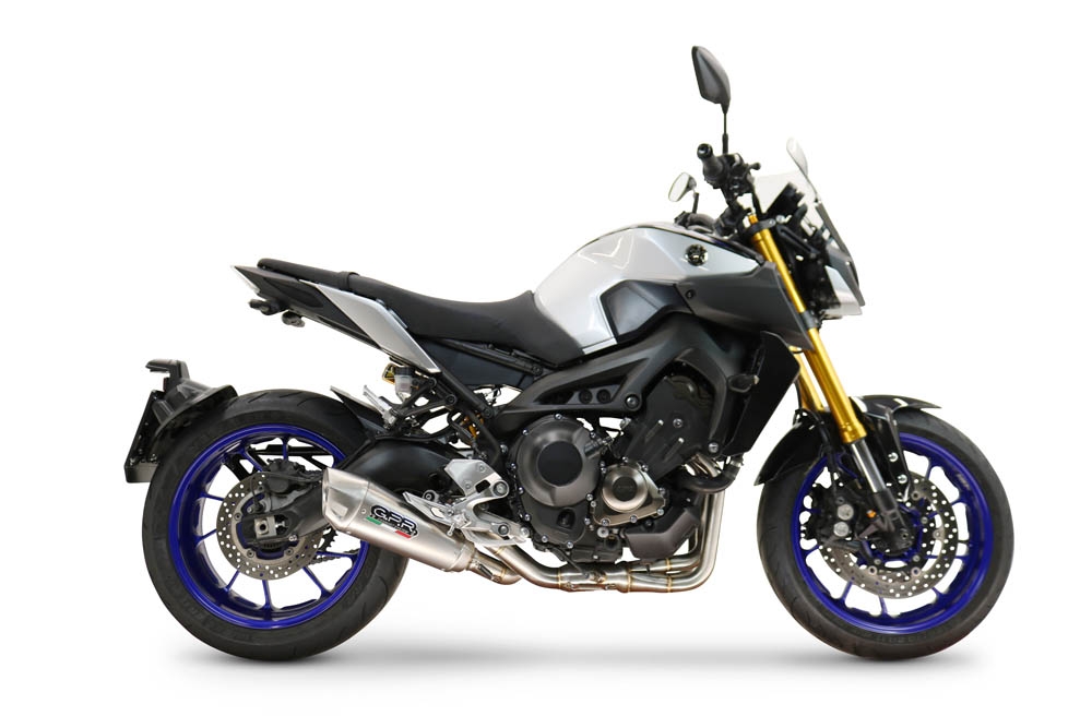 GPR exhaust compatible with Yamaha Mt-09 2014-2016, GP-Revo Titanium, Homologated silencer for noise including full line,db killer and catalyst compliant for inspection 