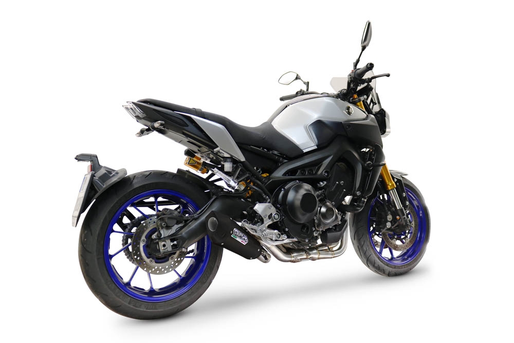 GPR exhaust compatible with Yamaha Mt-09 2017-2020, GP-Revo Black Titanium, Homologated silencer for noise including full line,db killer and catalyst compliant for inspection 