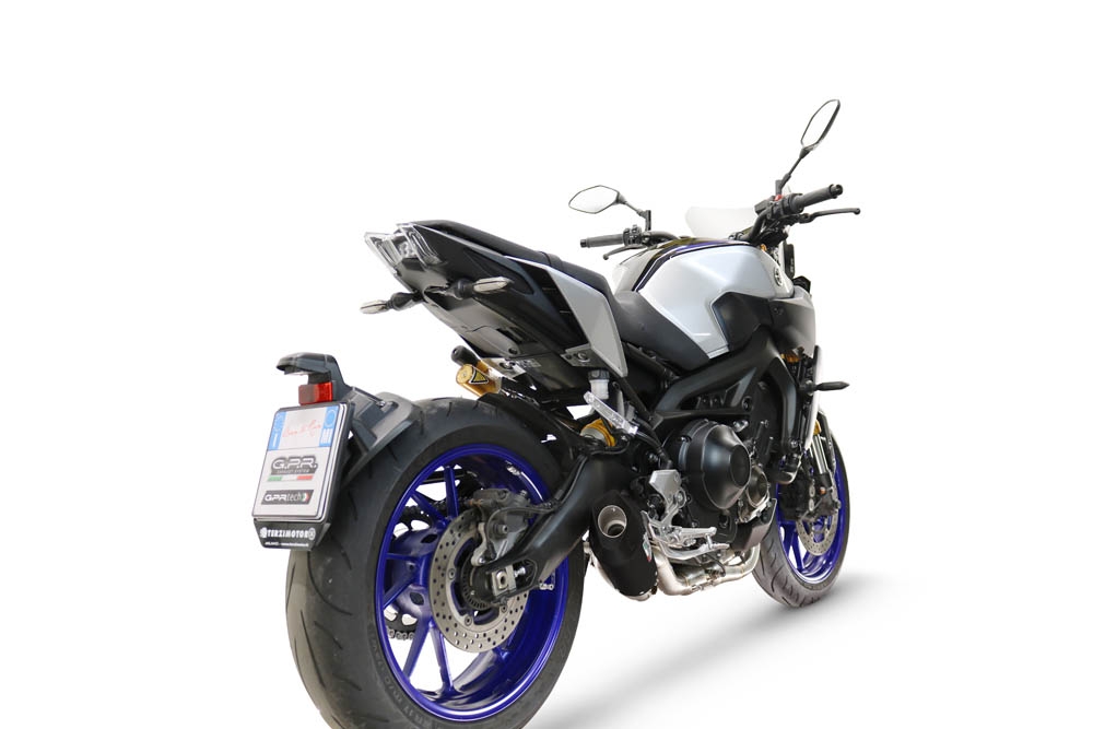 GPR exhaust compatible with Yamaha Mt-09 2017-2020, GP-Revo Black Titanium, Homologated silencer for noise including full line,db killer and catalyst compliant for inspection 