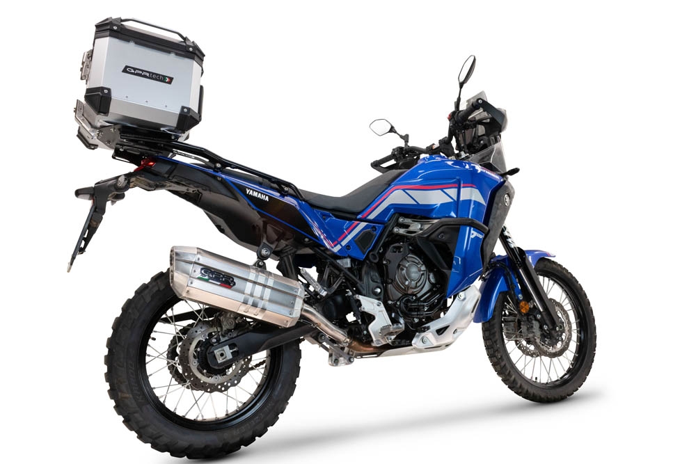 Exhaust compatible with Yamaha Tenere 700 2025-2026, Hyper Sonic Inox, Slip-on exhaust including removable db killer and link pipe, EPA-compliant 