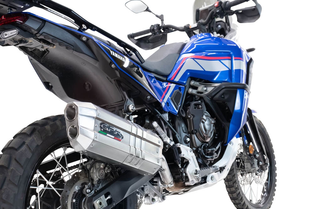 Exhaust compatible with Yamaha Tenere 700 2025-2026, Hyper Sonic Inox, Slip-on exhaust including removable db killer and link pipe, EPA-compliant 