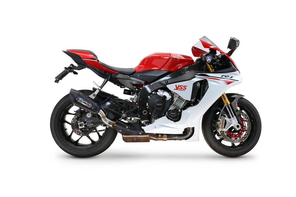 GPR exhaust compatible with  Yamaha R1 2017-2019, GP-Revo Black Titanium, Slip-on exhaust including removable db killer and link pipe, EPA-compliant 