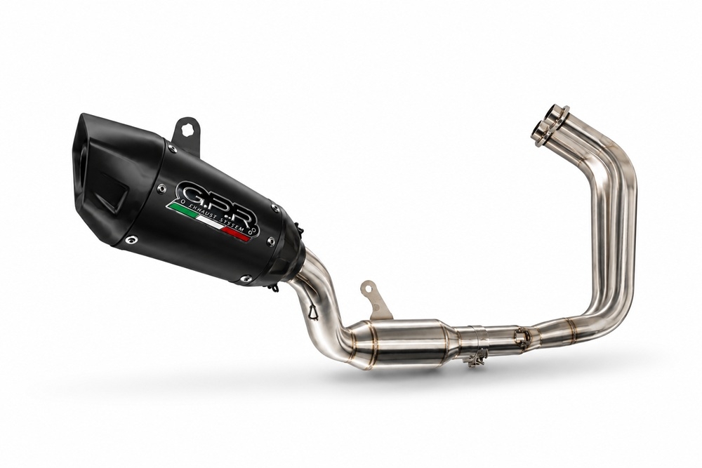 GPR exhaust compatible with Yamaha YZF R7 2021-2024, GP-Revo Black Titanium, full system exhaust legal for UK and non-EU countries including removable db killer 