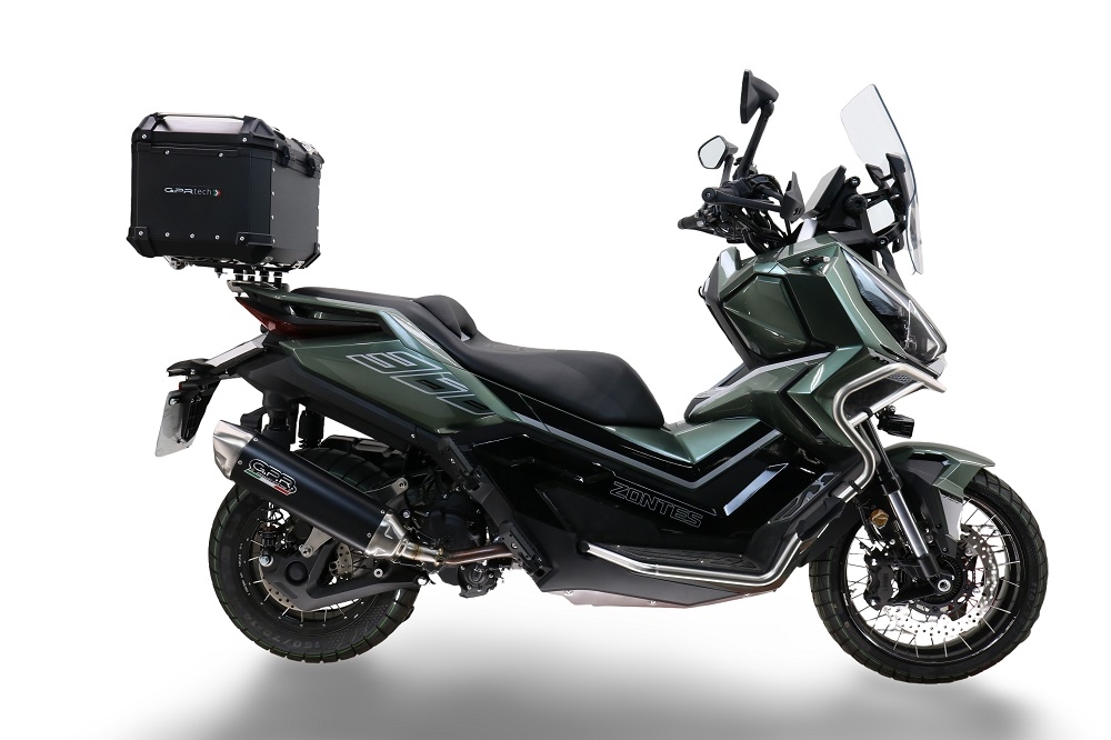 Top case GPR TECH compatible with  Zontes 368 G 2025/2026 GPR TECH Top case in aluminum, silver color, including roof rack and specific plate Capacity 35 LT.