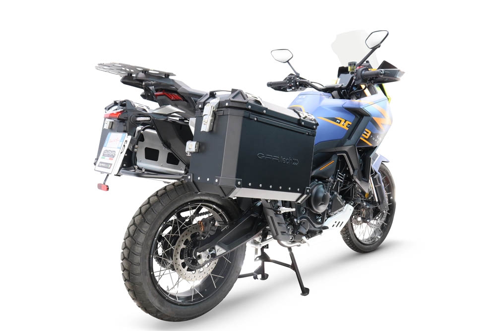 GPR TECH compatible with  Zontes 703 F 2025/2026 GPR TECH Pair of side cases aluminum made, black color with specific pannier holder Capacity 38 LT. + 38 LT.