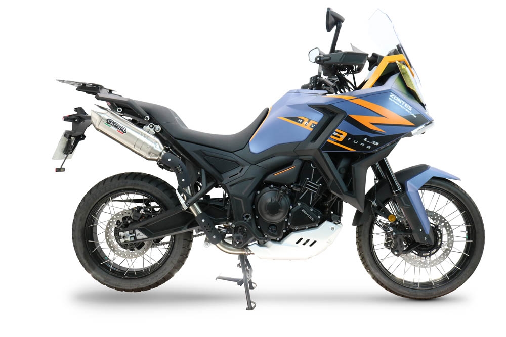 GPR exhaust compatible with Zontes 703 F 2025-2026, Furore-X Acciaio Inox, Homologated legal slip-on exhaust including removable db killer and link pipe 