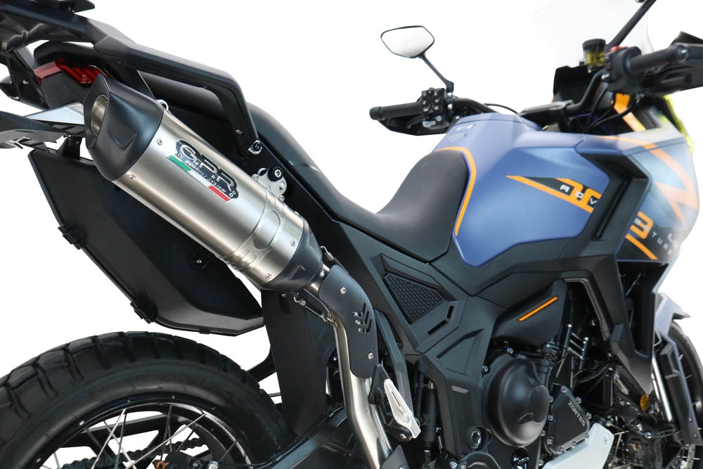 GPR exhaust compatible with Zontes 703 F 2025-2026, Furore-X Titanio, Homologated legal slip-on exhaust including removable db killer and link pipe 